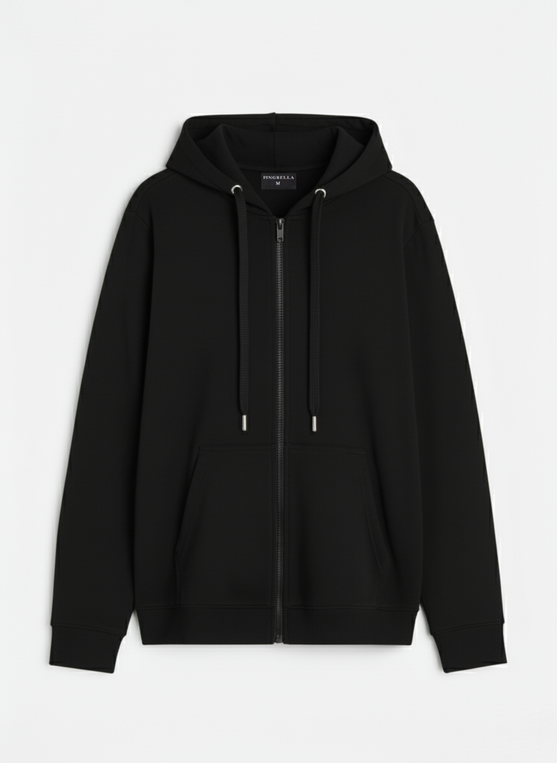 Black - regular fit zip through hoodie