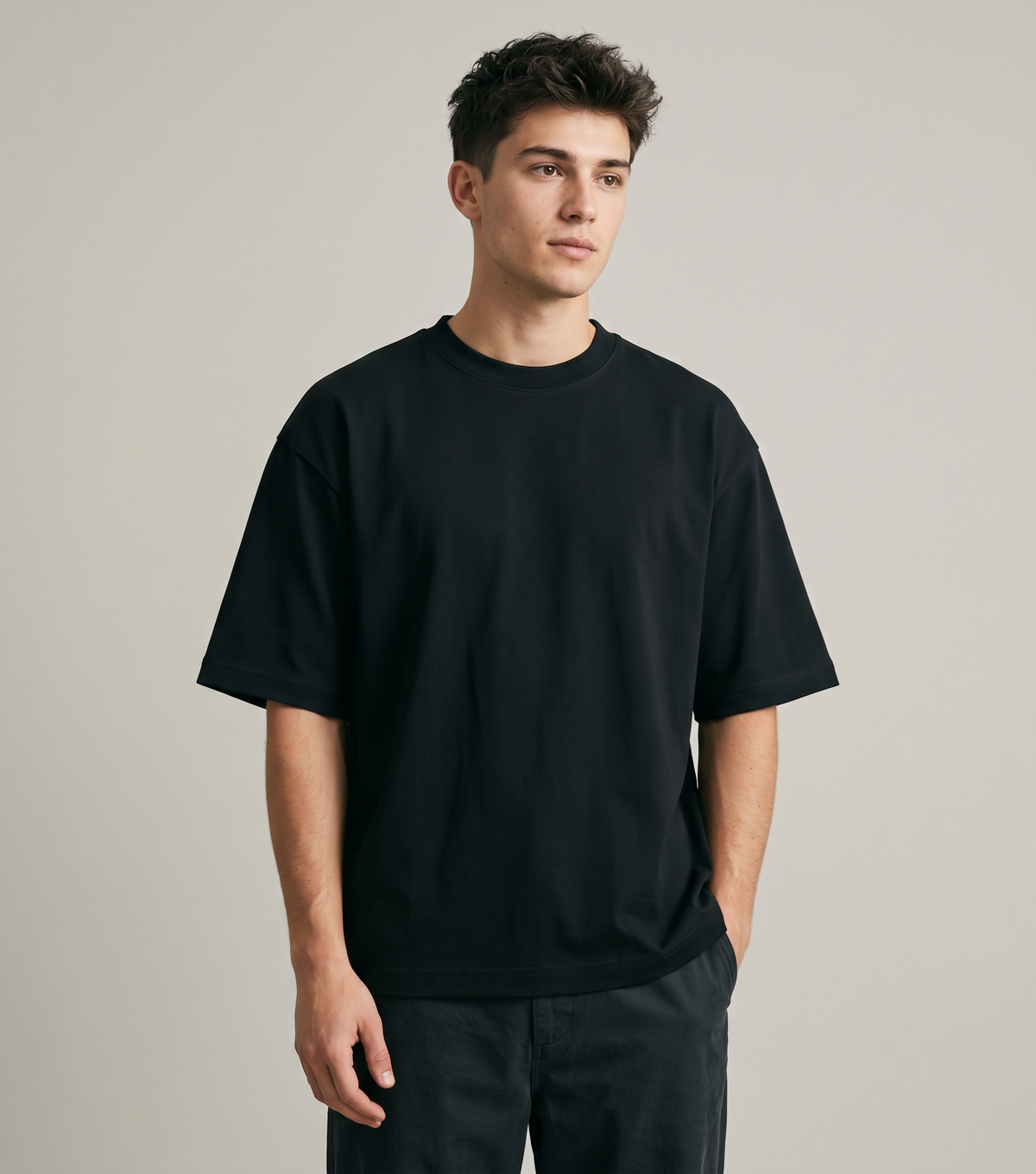 Oversized boxy fit t shirt - black