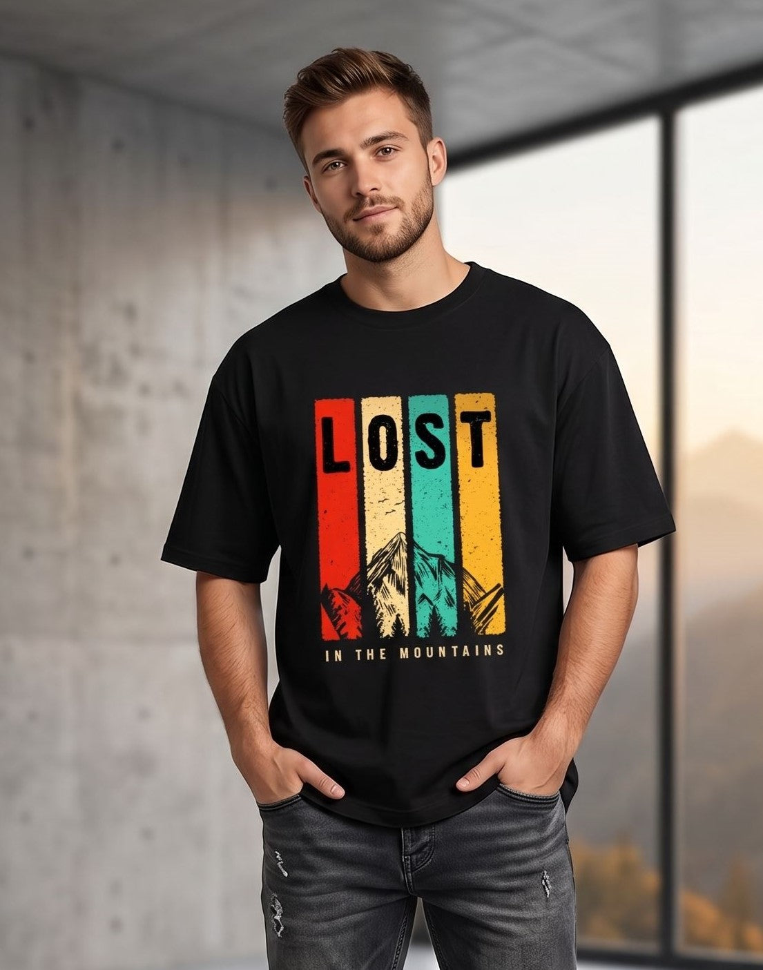 Lost in the mountains - black