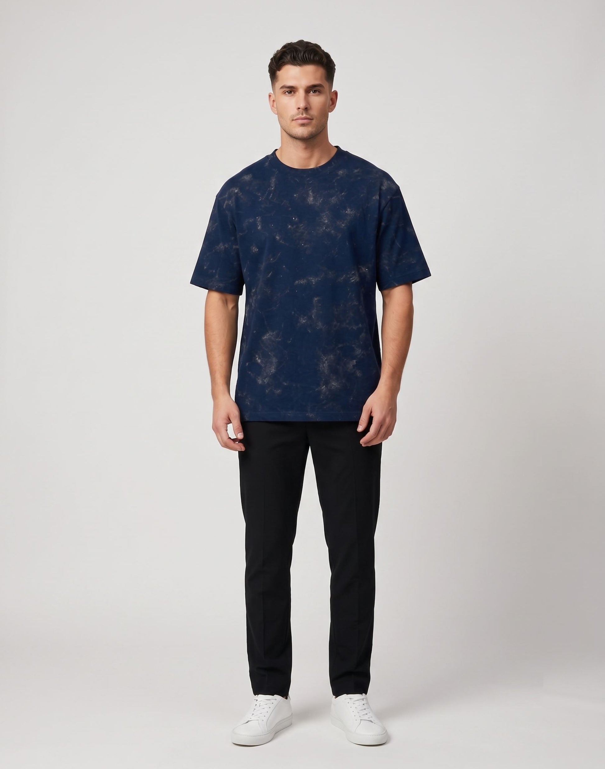 Navy blue - acid washed HW