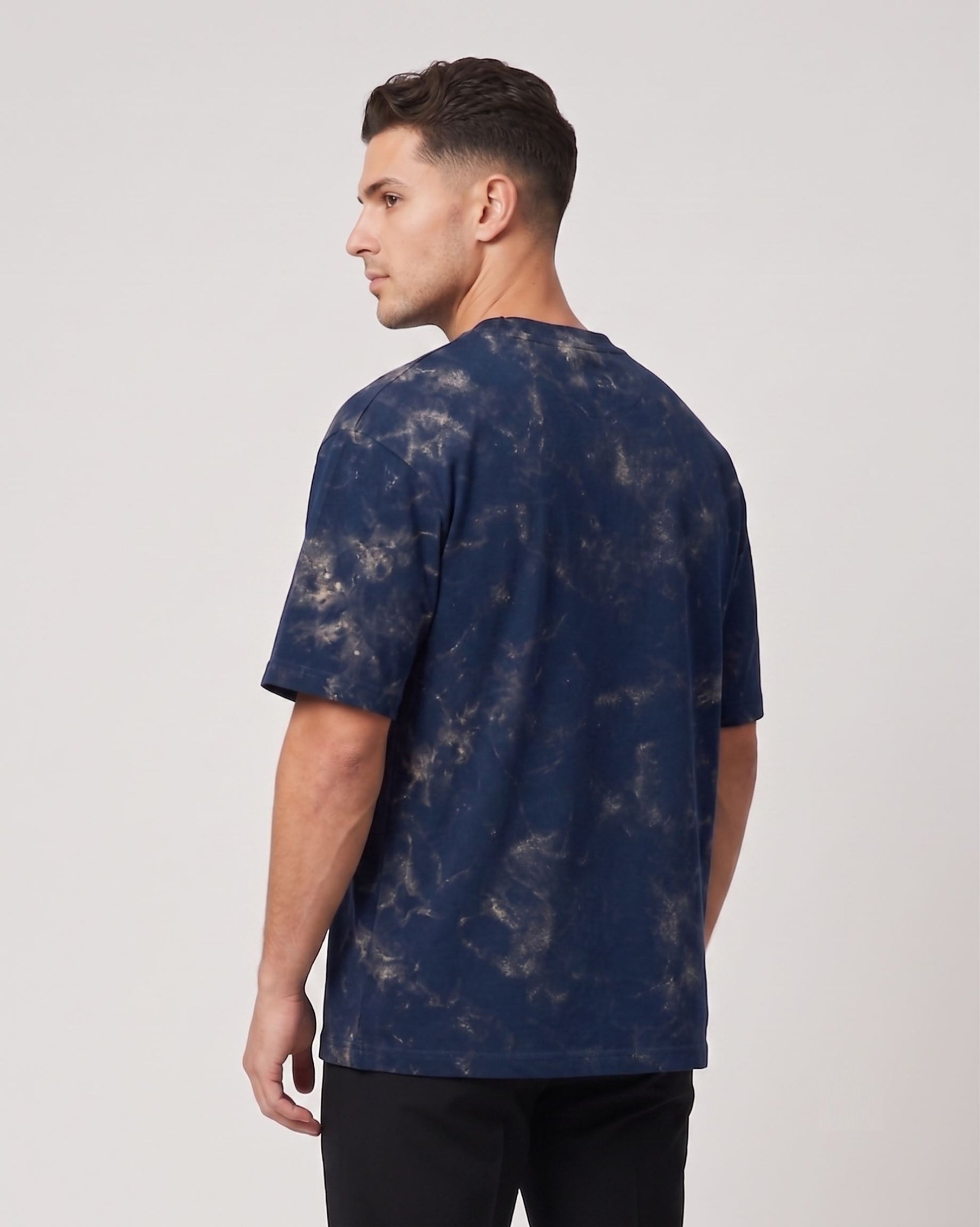 Navy blue - acid washed HW