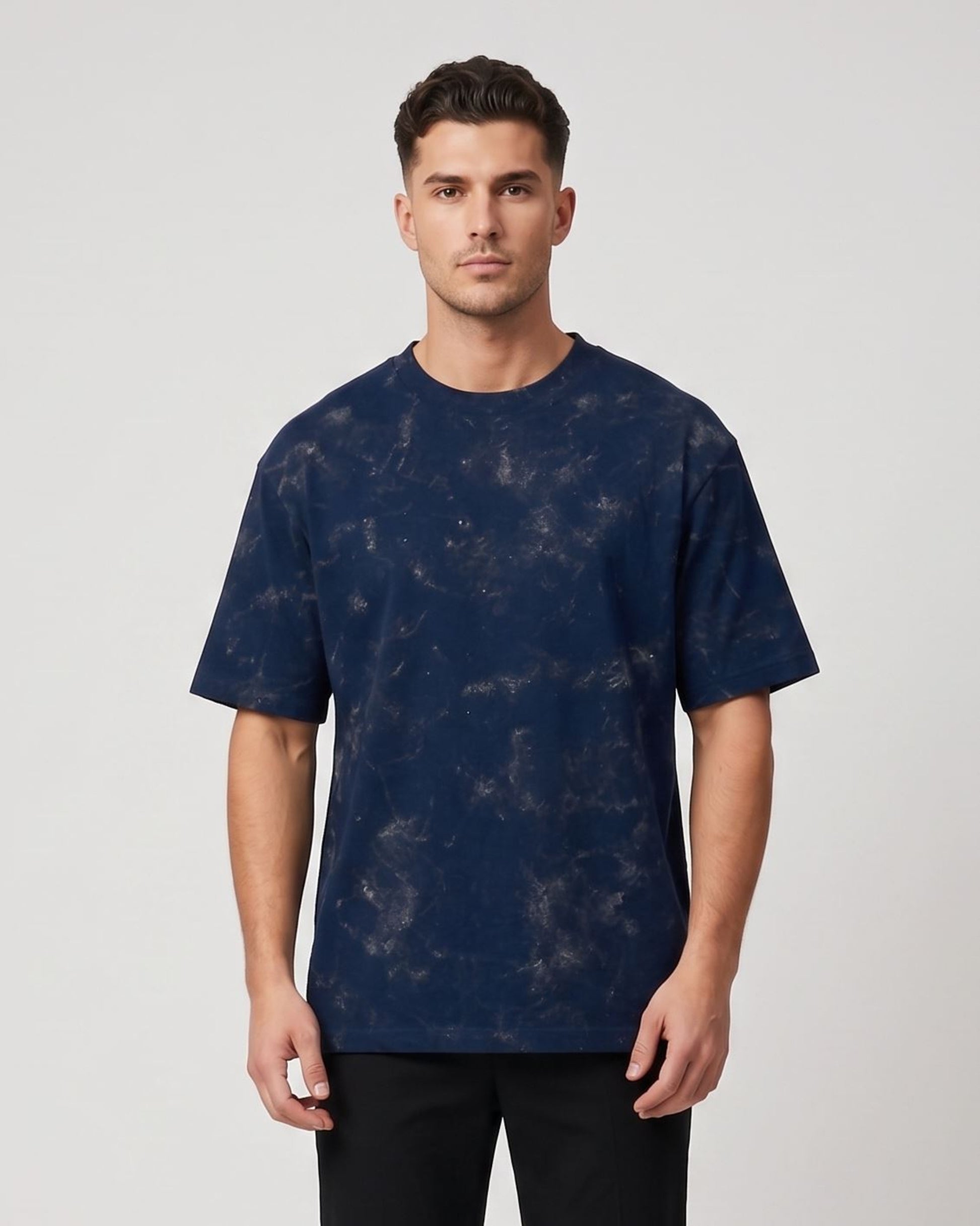 Navy blue - acid washed HW