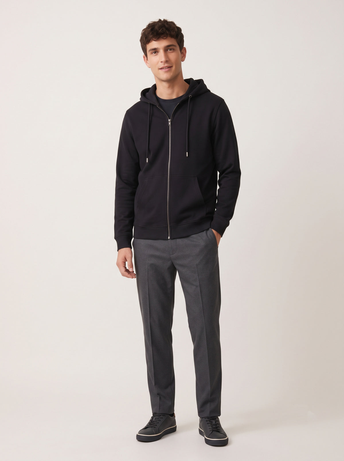 Black - zip through hoodie
