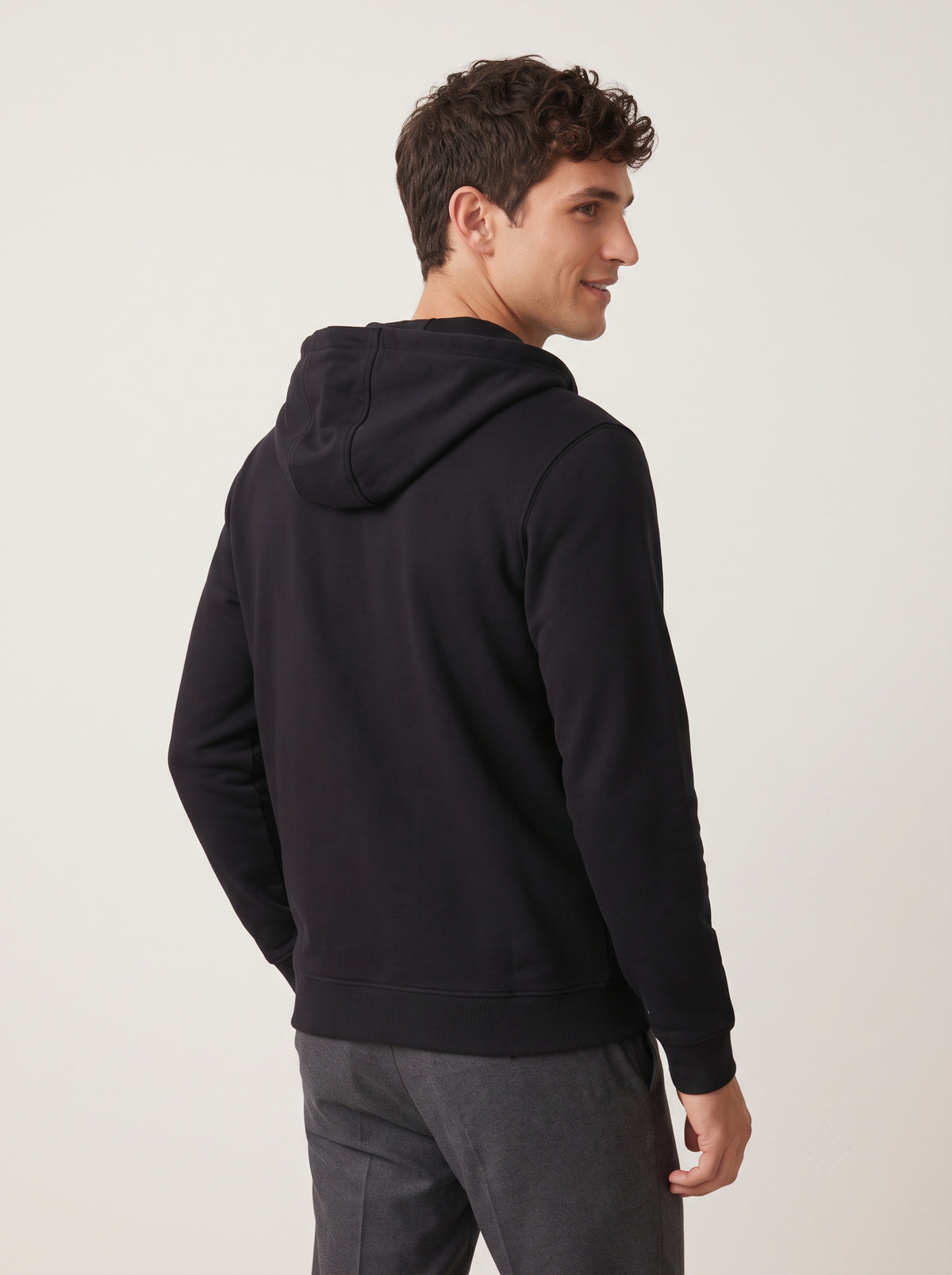 Black - zip through hoodie