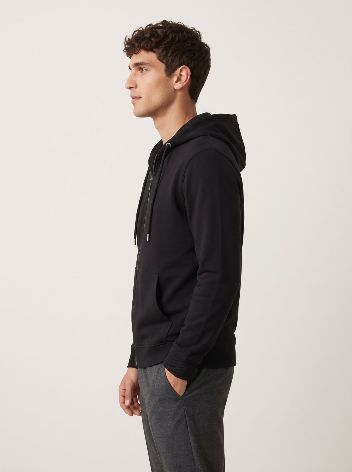 Black - zip through hoodie